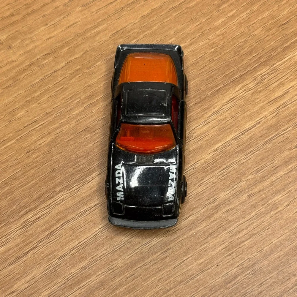 Vintage 1980s matchbox Mazda RX-7 Toy Car Black Diecast Collectible doors open‎